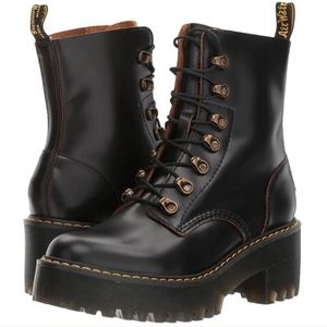 NEW. Dr. Martens  Leona leather combat  platform boots sz 5 EU 36